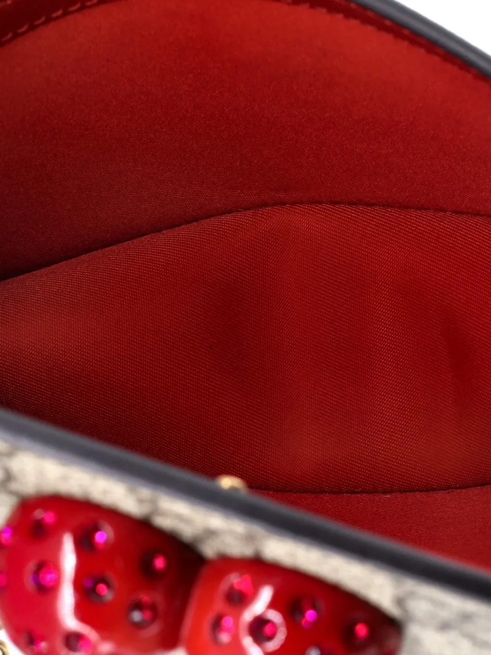 Pre-owned Gucci Cherries Wallet On Chain Gg Coated Canvas Mini Crossbody Bag In Brown