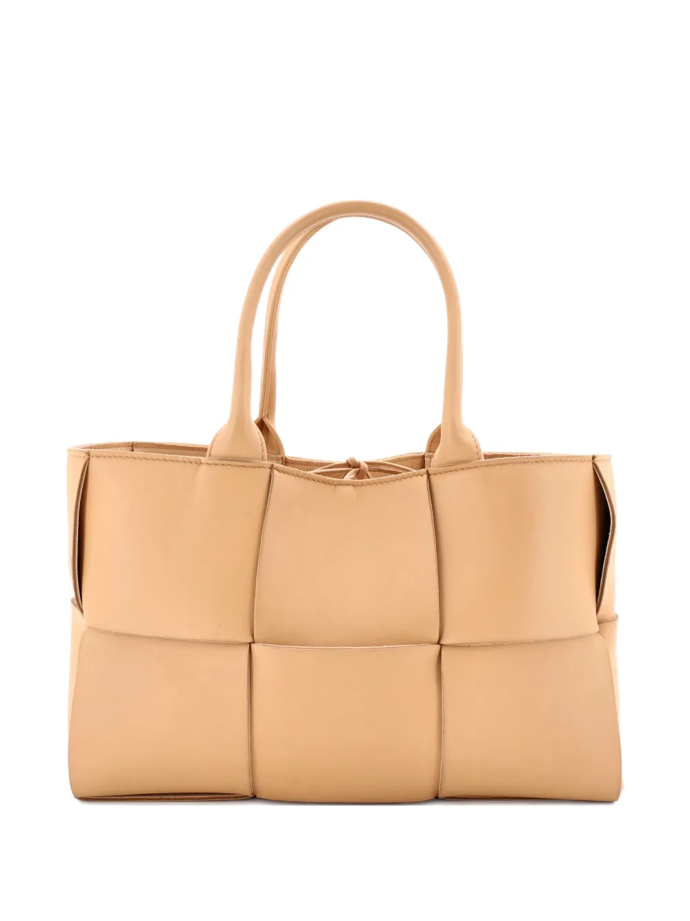 Pre-owned Bottega Veneta Arco Maxi Intrecciato Leather Small Tote Bag In Neutral