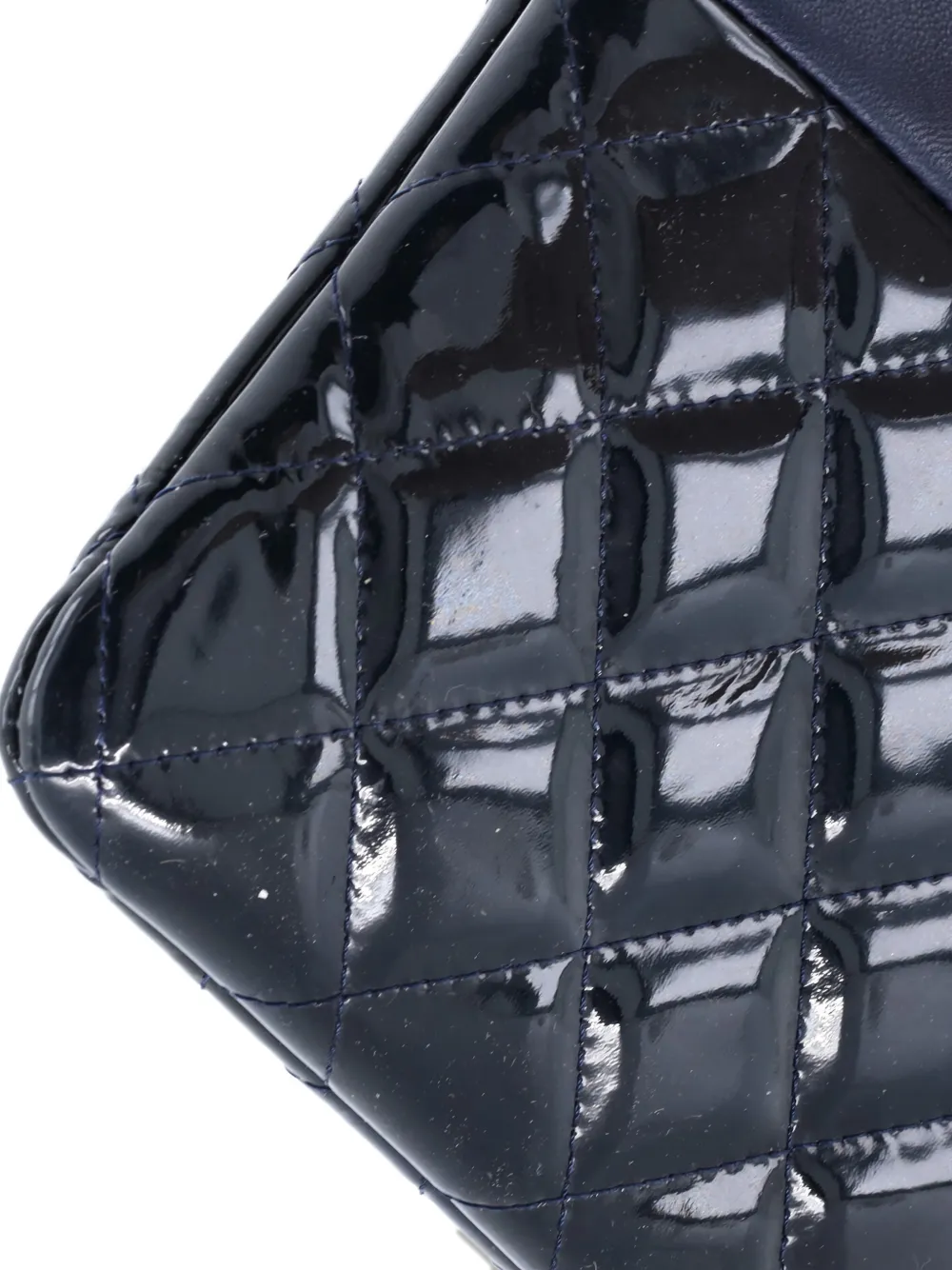 CHANEL Pre-owned O Case Lambskin And Quilted Patent Large Clutch Bag In Blue