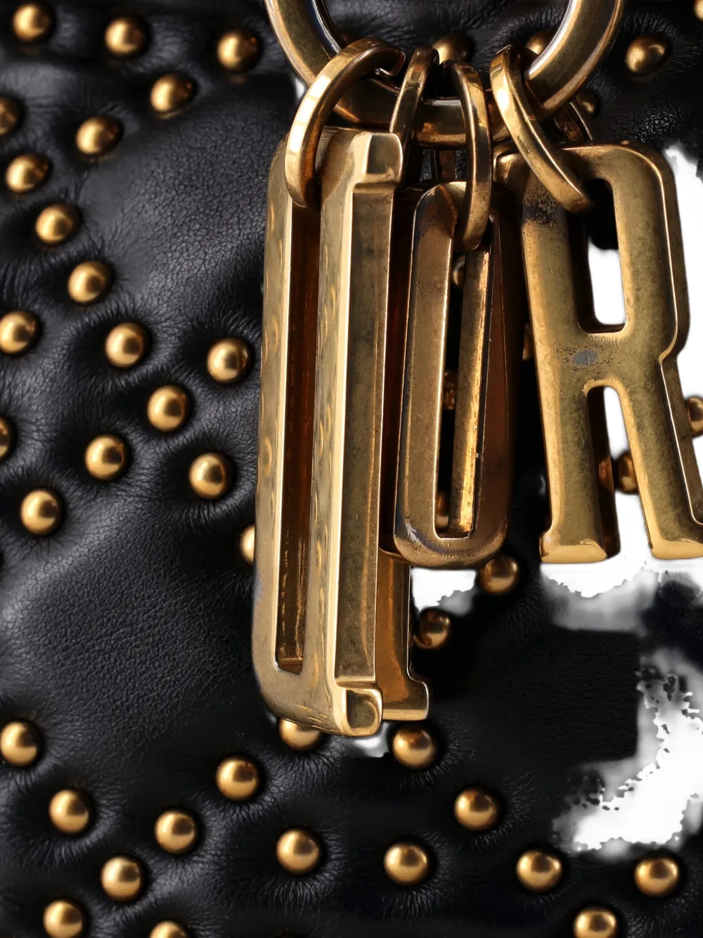 Pre-owned Dior Supple Lady  Bag Cannage Studded Lambskin Medium Satchel In Black