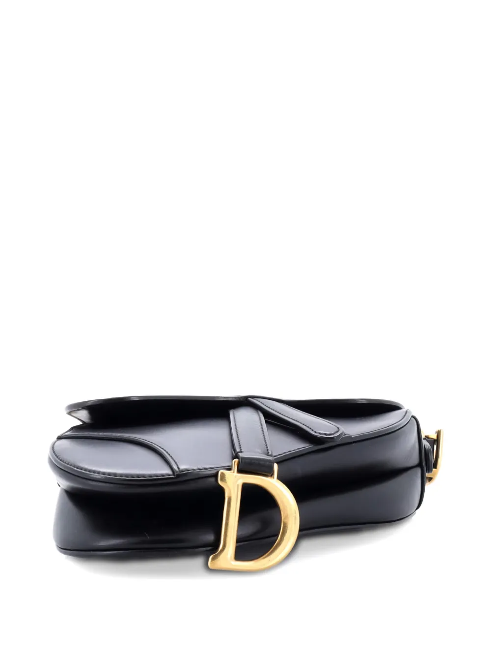 Pre-owned Dior Saddle Handbag Leather Mini Shoulder Bag In Black