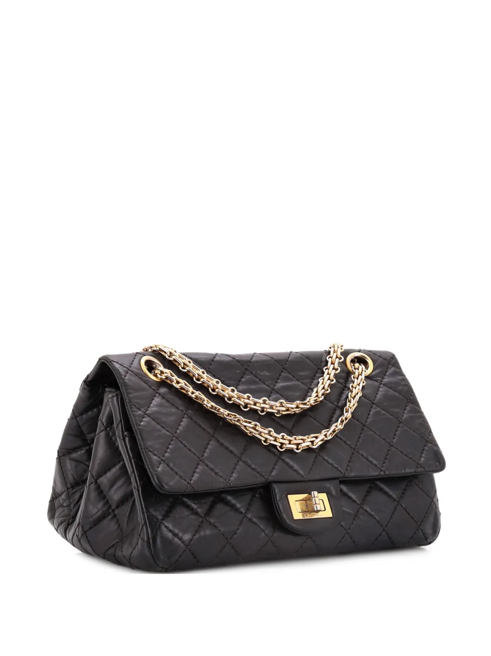 CHANEL Pre-Owned Reissue 2.55 Double Compartment Flap Bag Quilted Aged Calfskin 225 shoulder bag - Nero