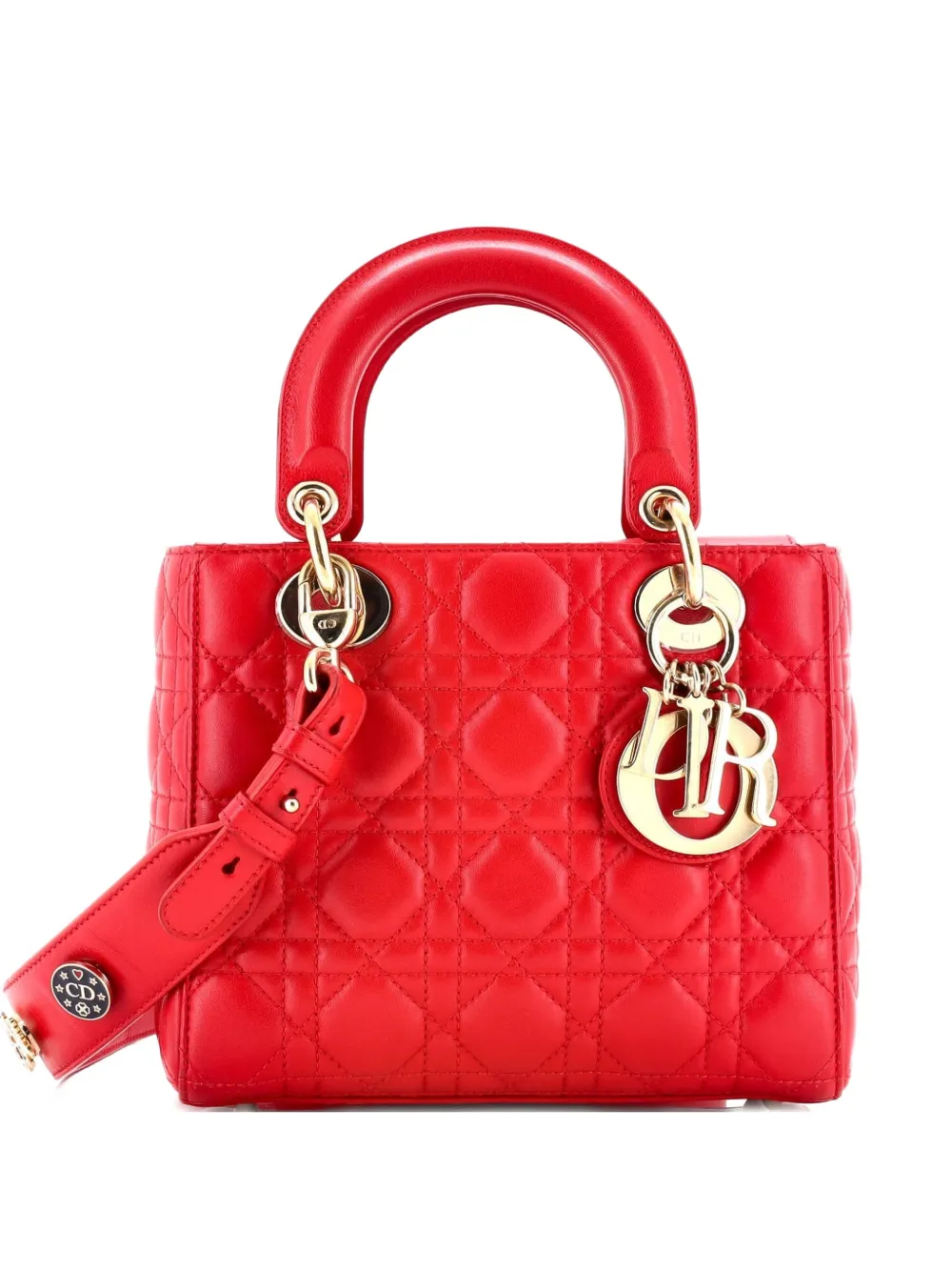 Christian Dior Pre-Owned My Lady Dior Bag Cannage Quilt Lambskin satchel - Red