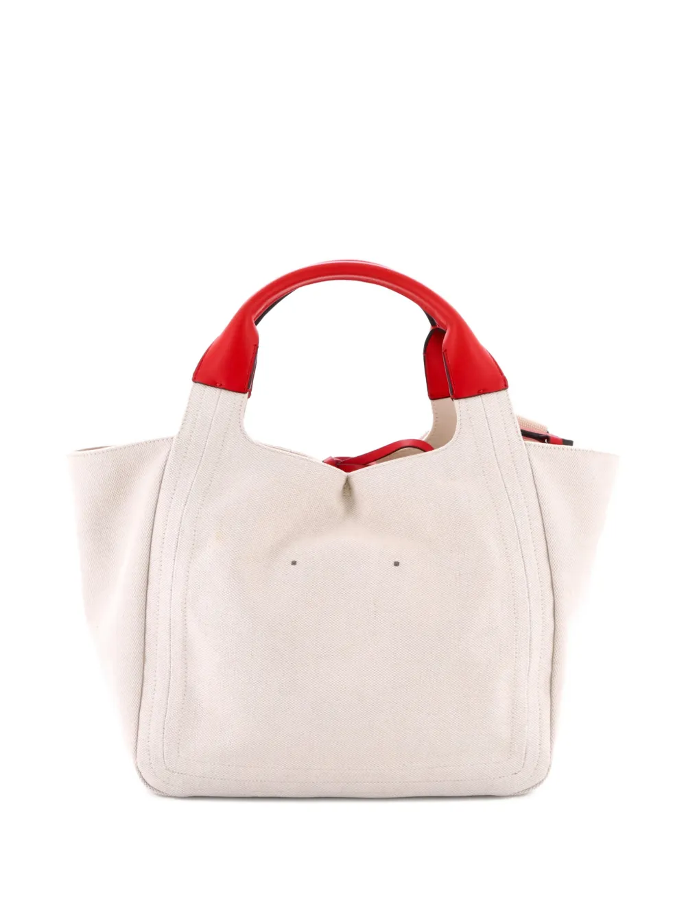 Pre-owned Valentino Garavani Rose Blossom Atelier Bag Canvas Medium Tote Bag In Neutral