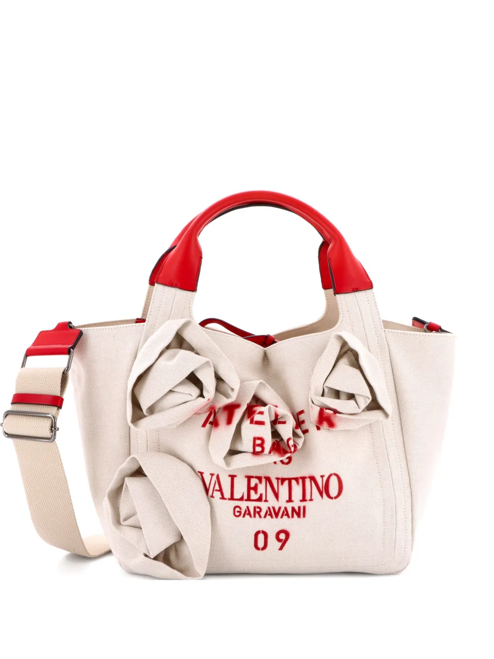 Valentino Garavani Pre-Owned Rose Blossom Atelier Bag Canvas Medium tote bag - Toni neutri