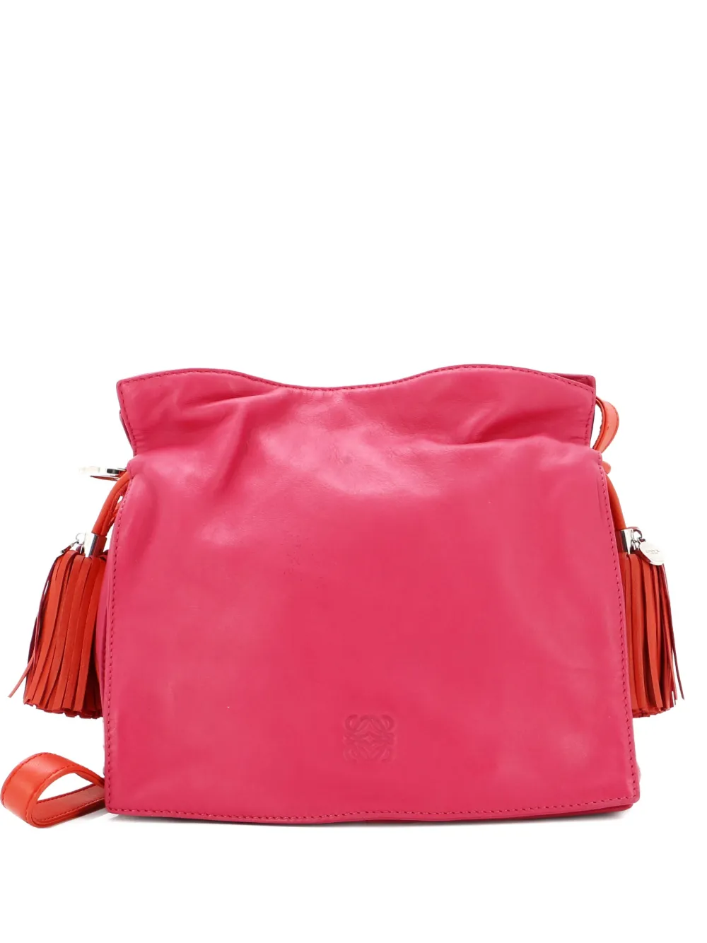 Pre-owned Loewe Flamenco Leather Small Crossbody Bag In Orange