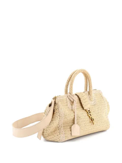 Saint Laurent Pre-Owned Monogram Cabas Downtown Raffia and Leather Baby tote bag