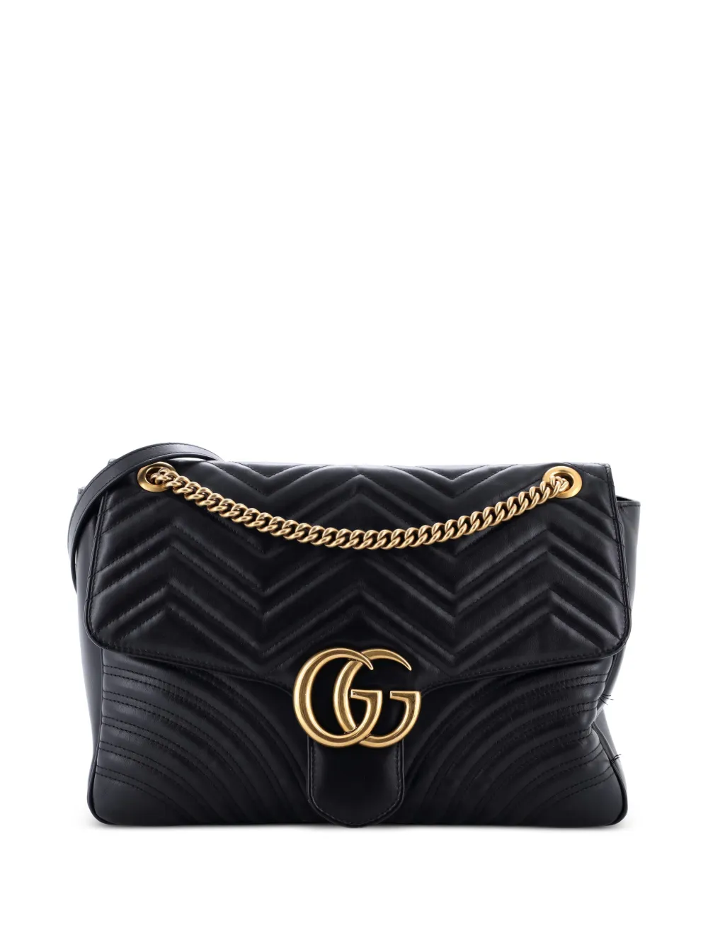 Gucci Pre-Owned GG Marmont Flap Bag Matelasse Leather Large shoulder bag - Nero