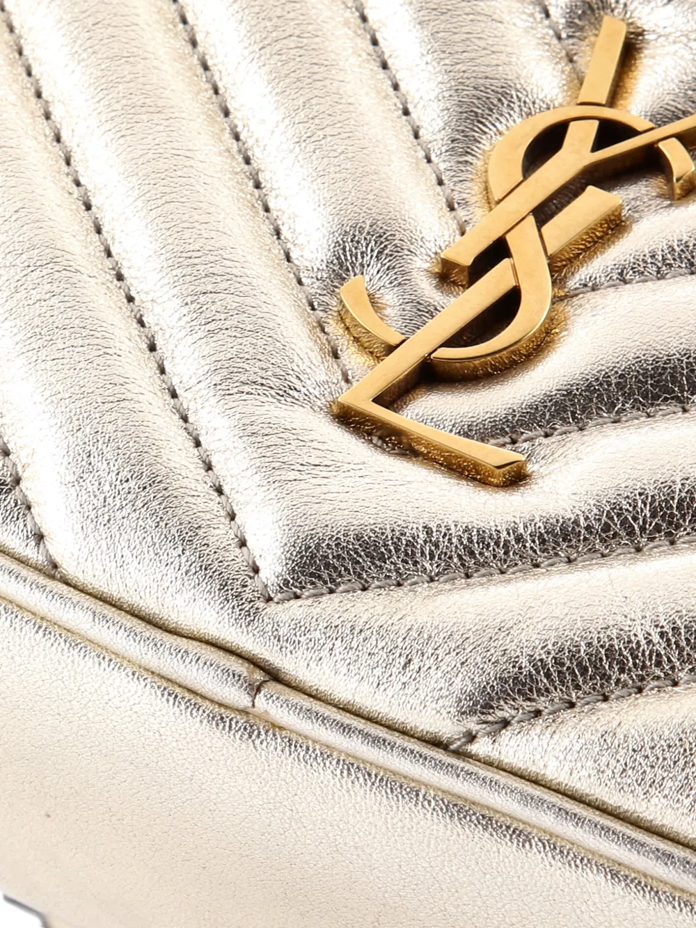 SAINT LAURENT Pre-owned Lou Matelasse Chevron Leather Belt Bag In Gold