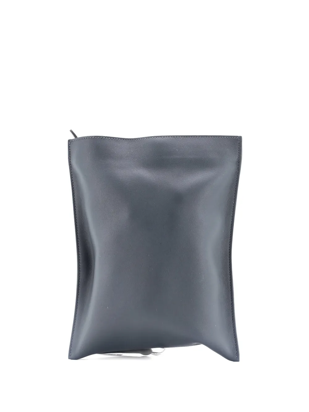 Pre-owned Hermes Pochenplus Sling Wallet Leather Crossbody Bag In Gray