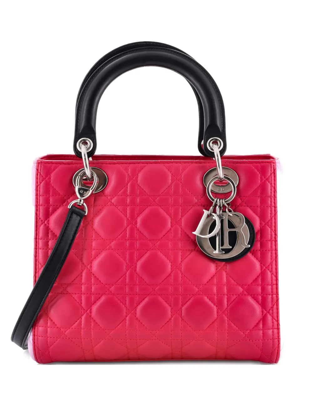 Christian Dior Pre-Owned Borsa a tracolla Lady Dior media in pelle di agnello trapuntata con motivo Cannage - Multicolore