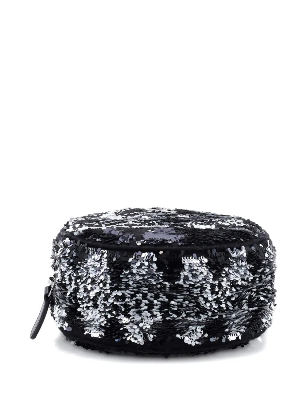 Pre-owned Chanel Round Clutch With Chain Sequins Mini Crossbody Bag In Black