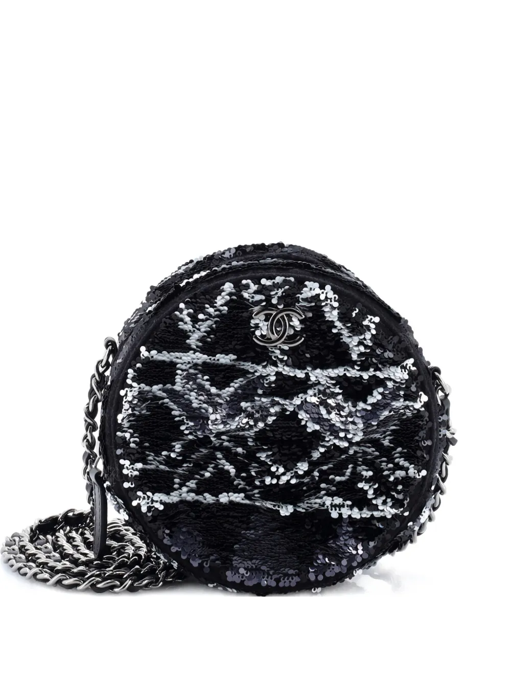 CHANEL Pre-Owned Round Clutch with Chain Sequins Mini crossbody bag - Nero