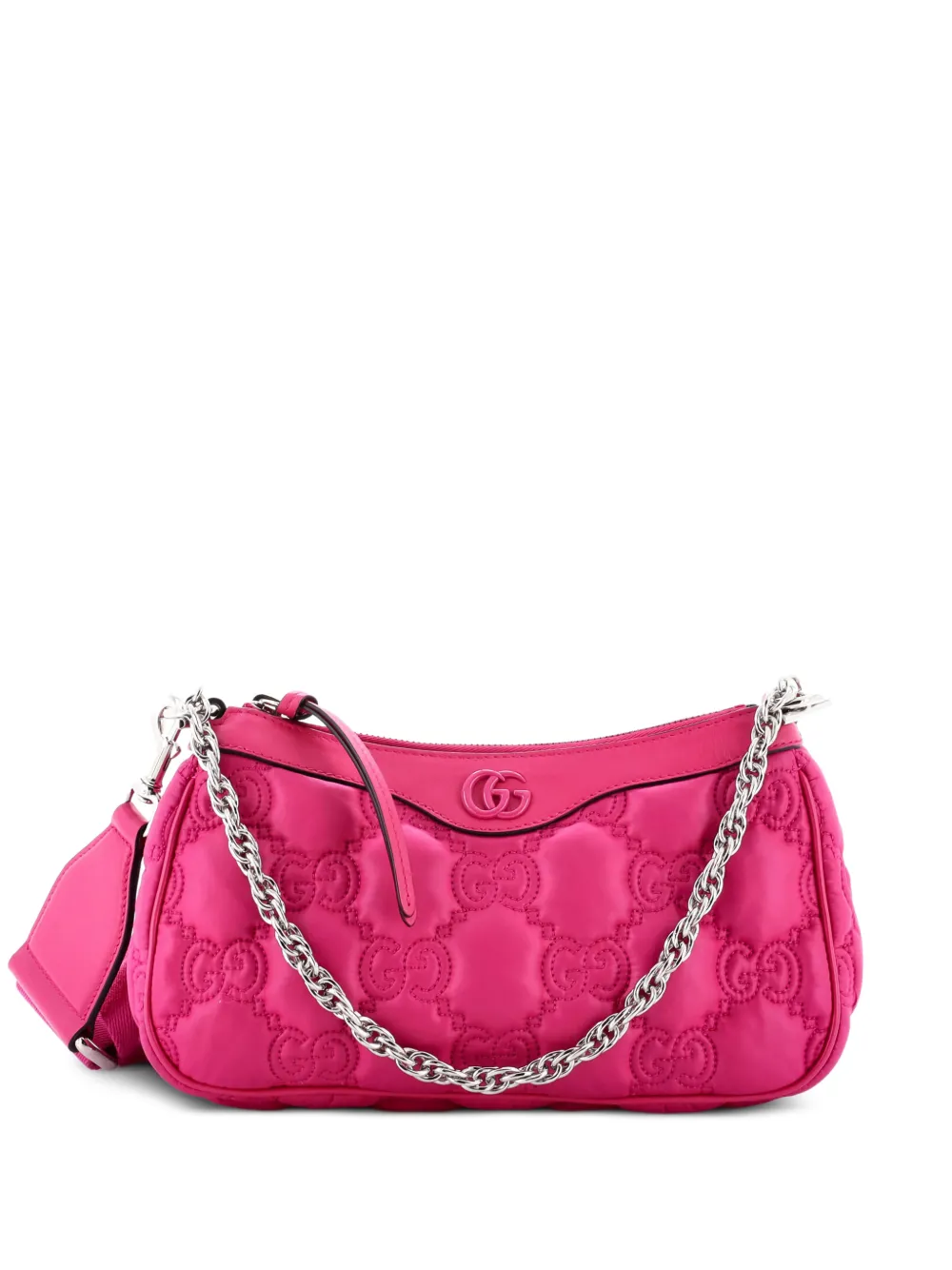 Gucci Pre-Owned Zip Shoulder Bag GG Embossed Matelasse Nylon with Leather Mini crossbody bag - Rosa