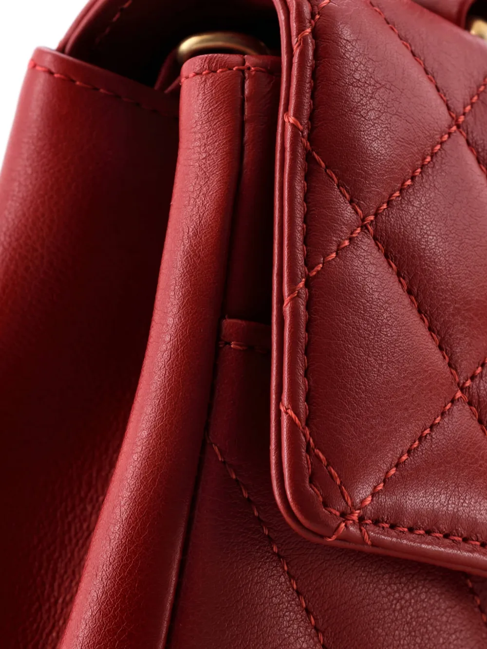 CHANEL Pre-owned In The City Top Handle Flap Bag Mixed Quilt Calfskin Small Satchel In Red