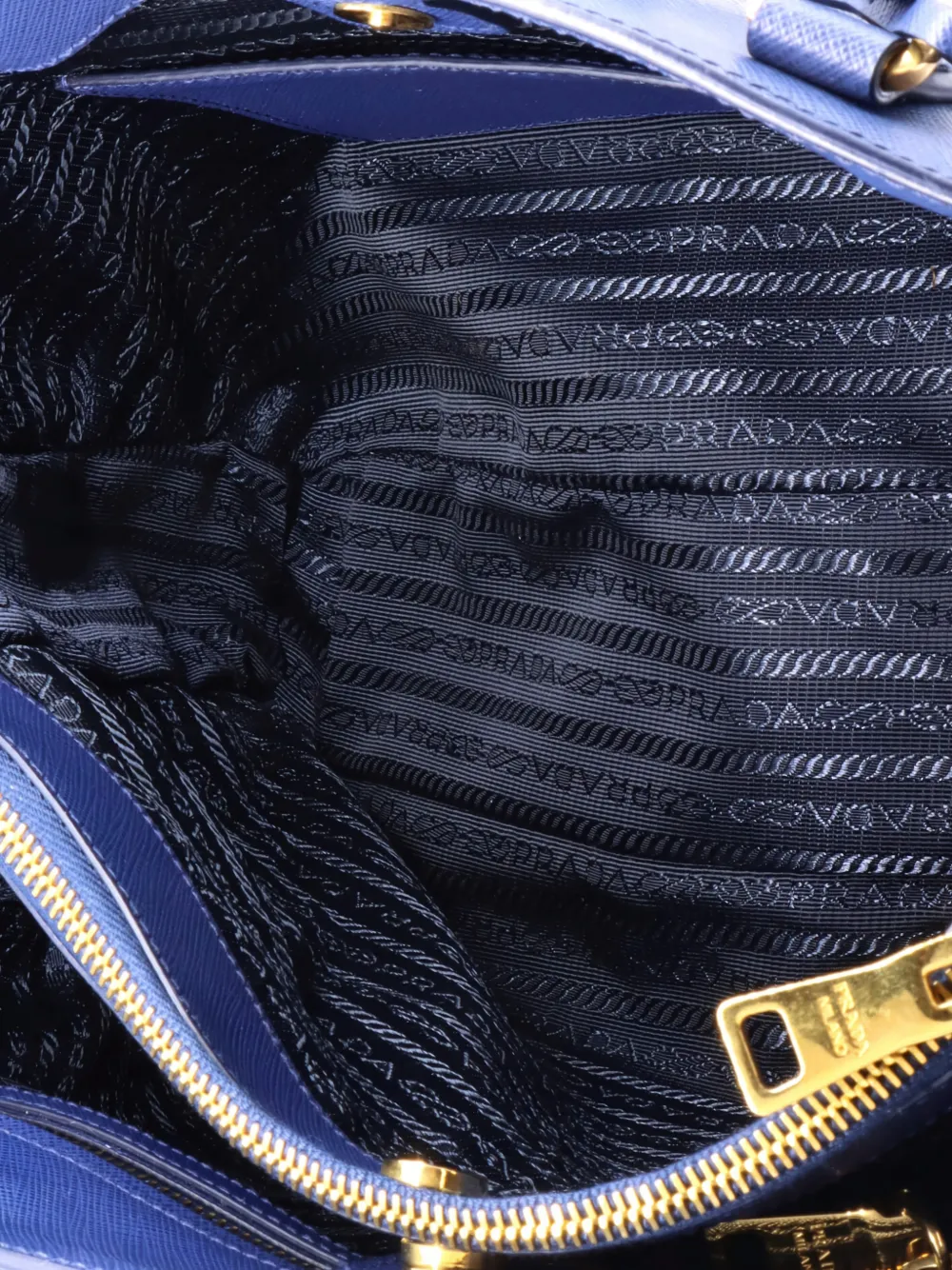 Pre-owned Prada Gardener's Saffiano Leather Medium Tote Bag In Blue