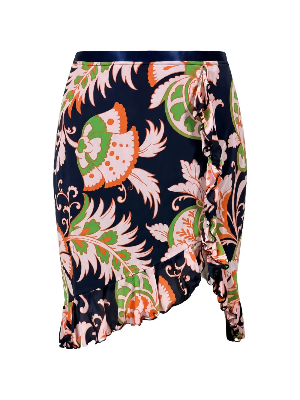 ETRO floral-print ruffled skirt - Blue