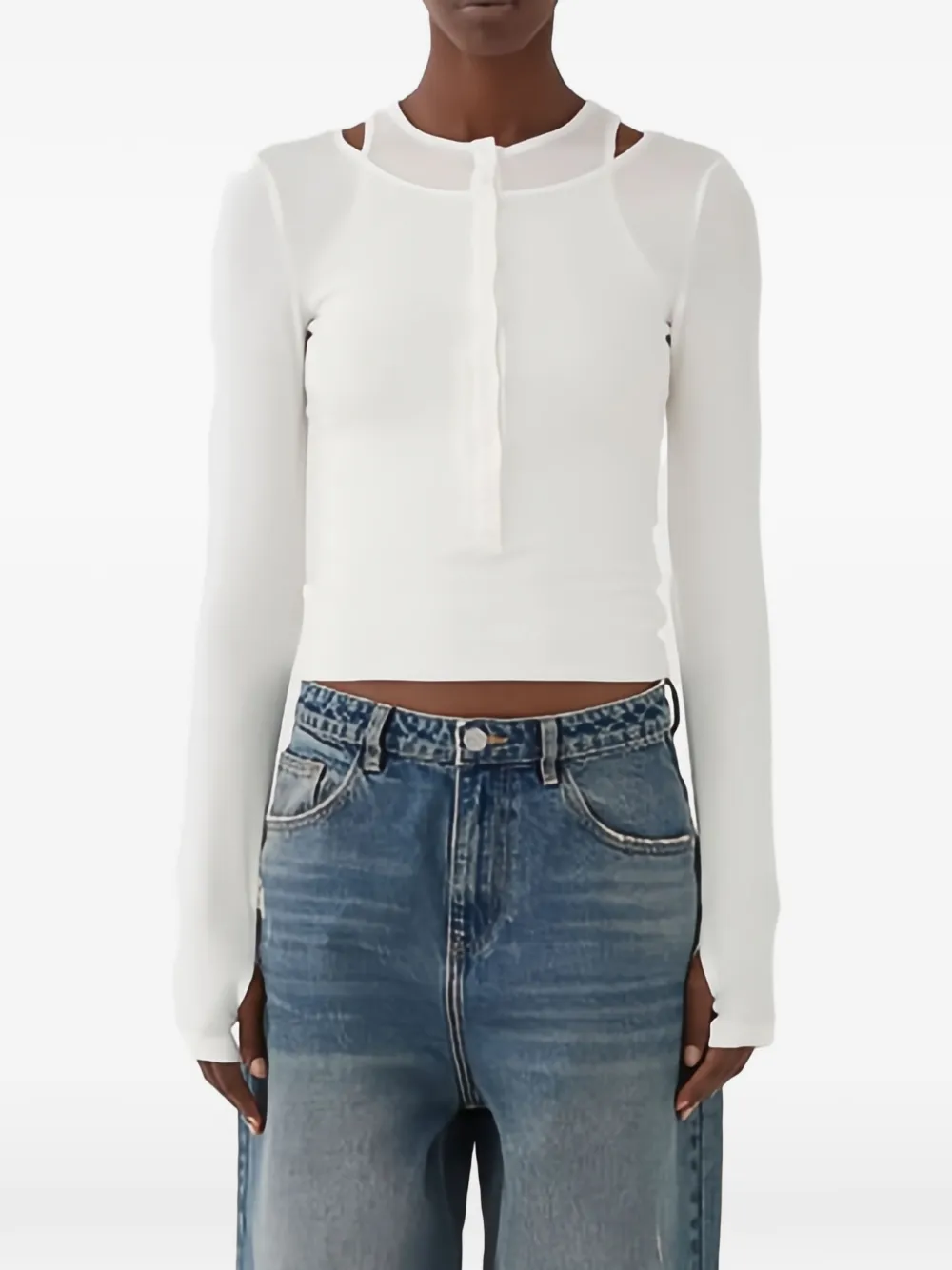 Button Ribbed Top