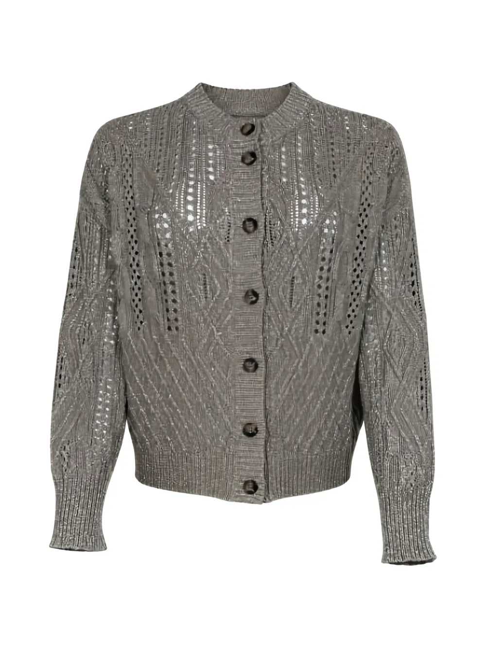 D.Exterior cable-knit pointelle cardigan - Marrone