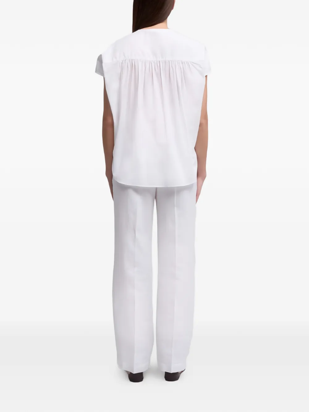 ASPESI Blouse met gestrikte hals en knopen Wit