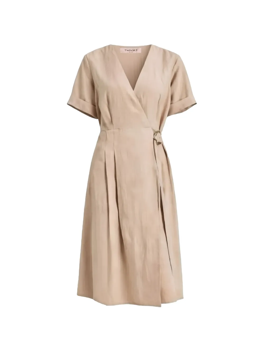 TWINSET pleated wrap midi dress - Toni neutri