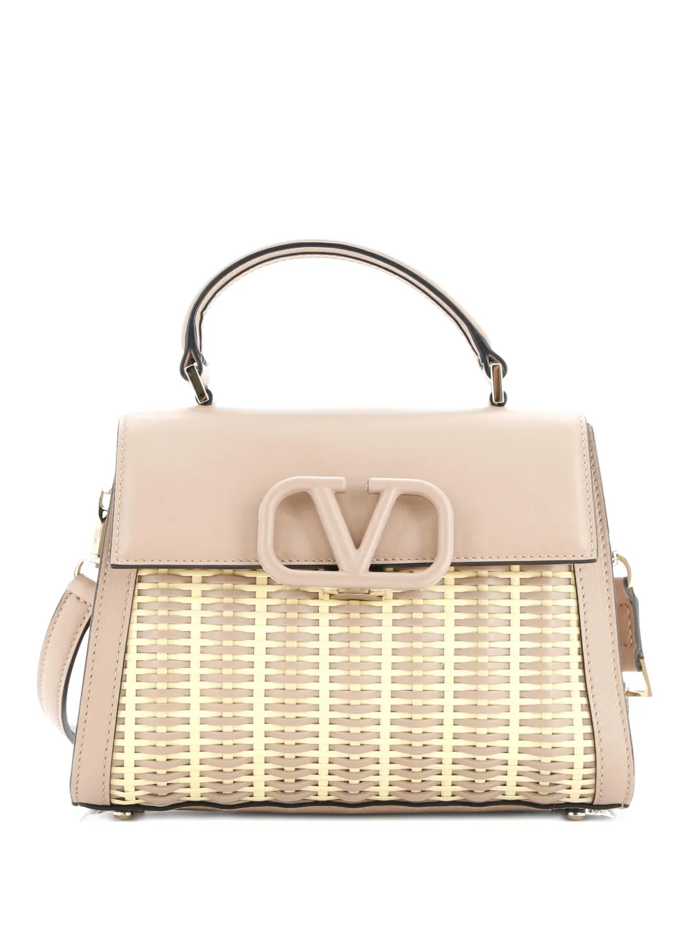 Valentino Garavani Pre-Owned VSling Top Handle Bag Wicker with Leather Small shoulder bag - Marrone