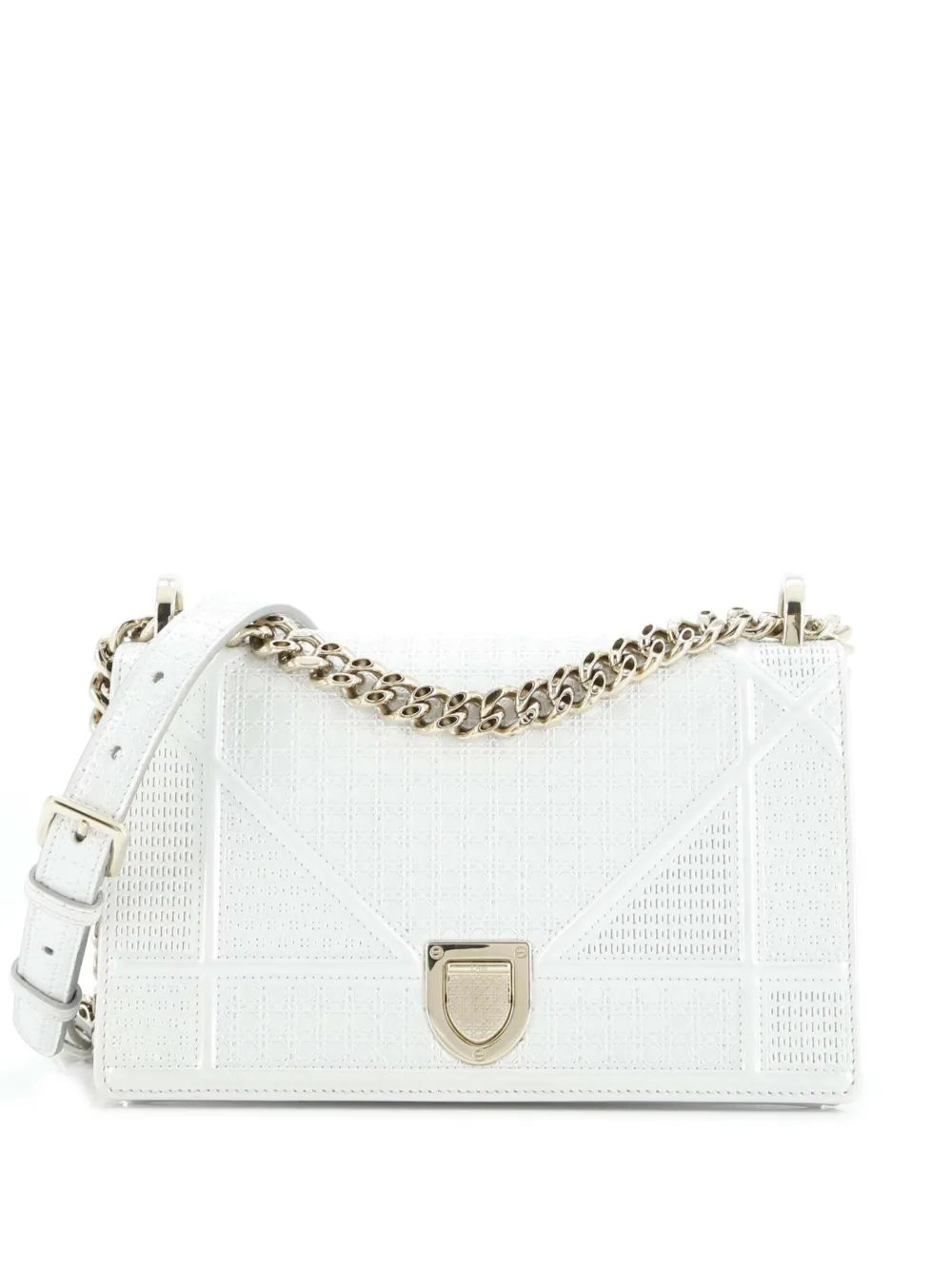 Christian Dior Pre-Owned Diorama Flap Bag Cannage Embossed Calfskin Small shoulder bag - Bianco