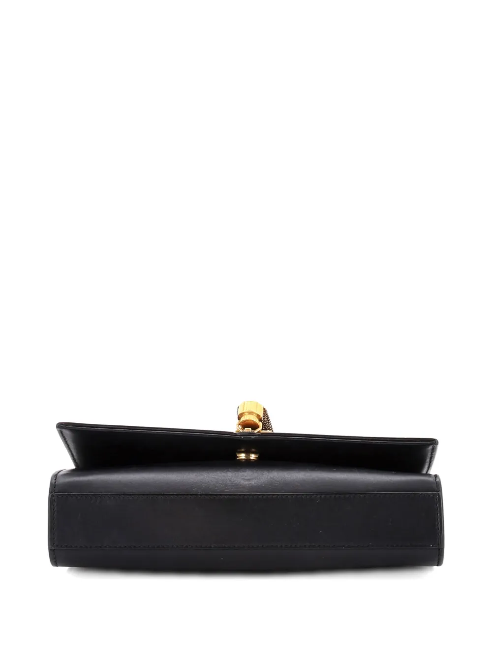 Pre-owned Saint Laurent Classic Monogram Tassel Leather Medium Crossbody Bag In Black