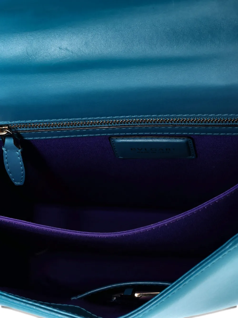 Pre-owned Bvlgari Serpenti Forever Top Handle Bag Leather Medium Satchel In Blue