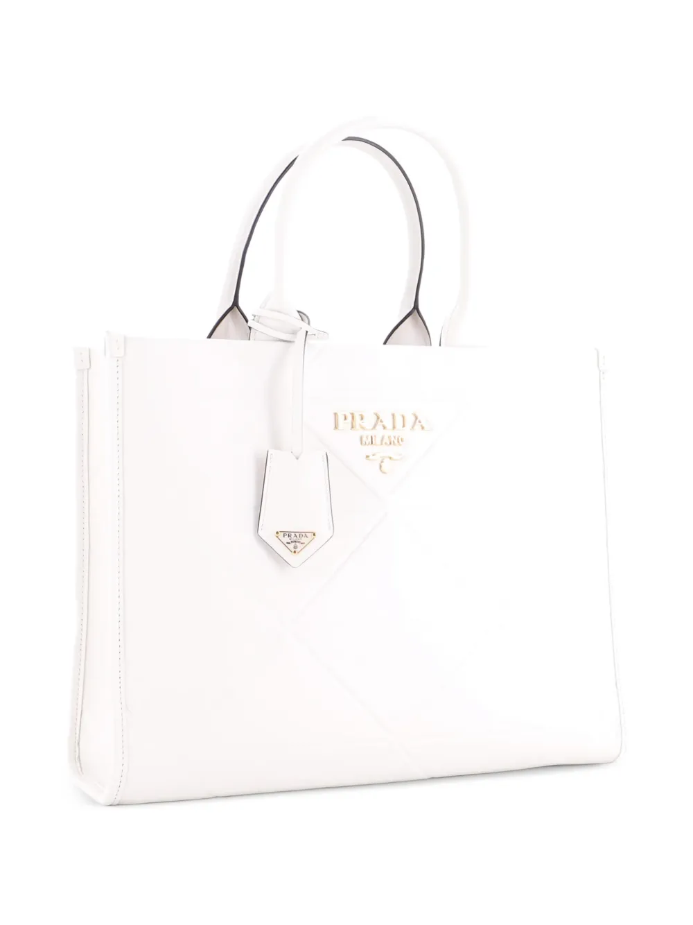 Prada Pre-Owned Symbole Shopper Embossed Leather Medium tote bag - Bianco