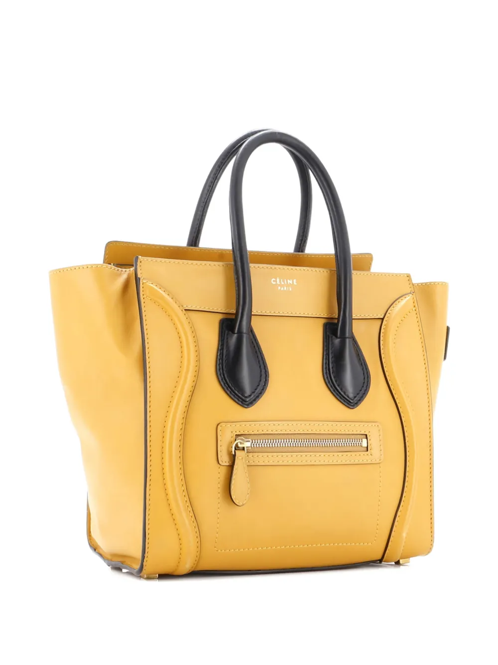 Pre-owned Celine Bicolor Luggage Bag Leather Micro Tote Bag In Orange