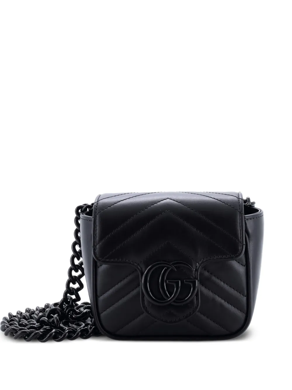 Gucci Pre-Owned GG Marmont Flap Matelasse Leather Mini belt bag - Nero