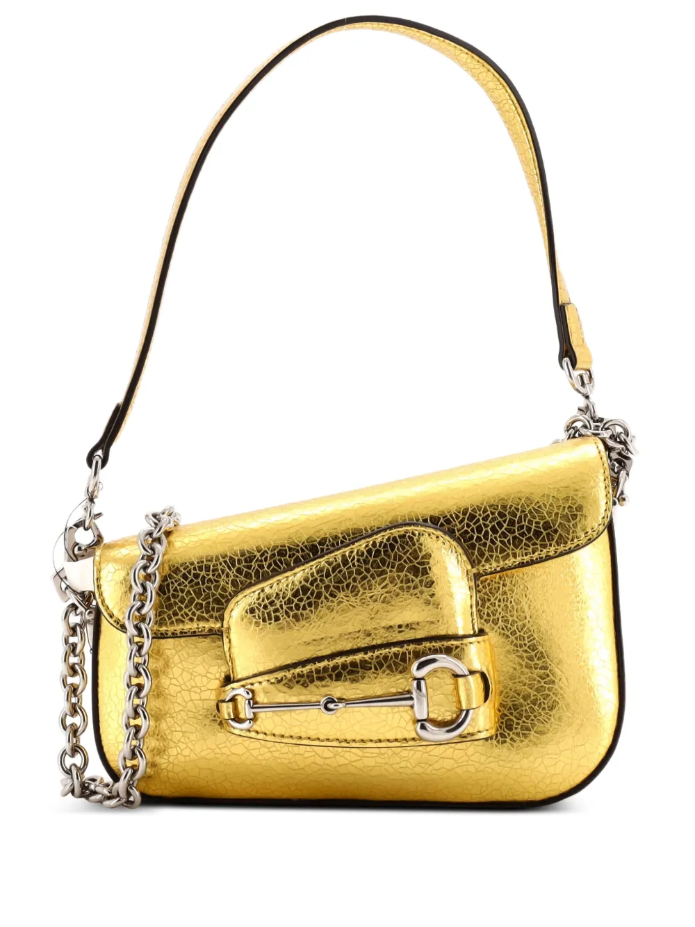 Gucci Pre-Owned Horsebit 1955 Asymmetric Leather Mini shoulder bag - Oro