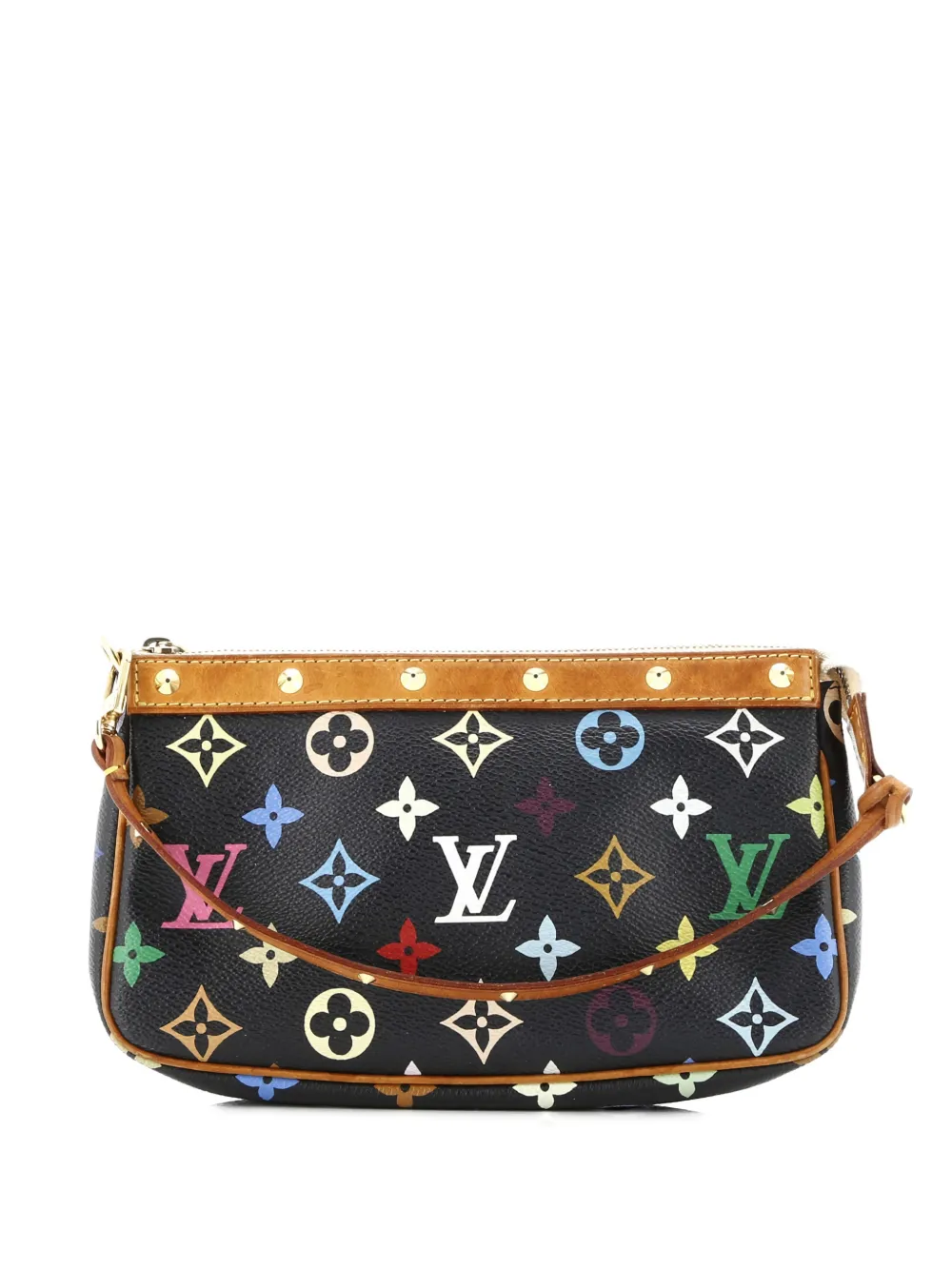 Pre-owned Louis Vuitton Pochette Accessoires Monogram Multicolor Clutch Bag In Black
