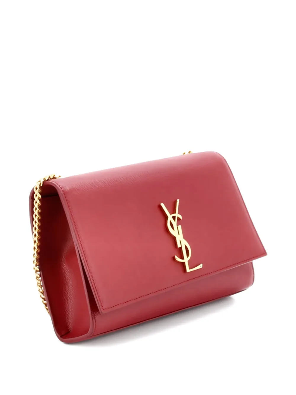 Pre-owned Saint Laurent Classic Monogram Grainy Leather Medium Crossbody Bag In Red