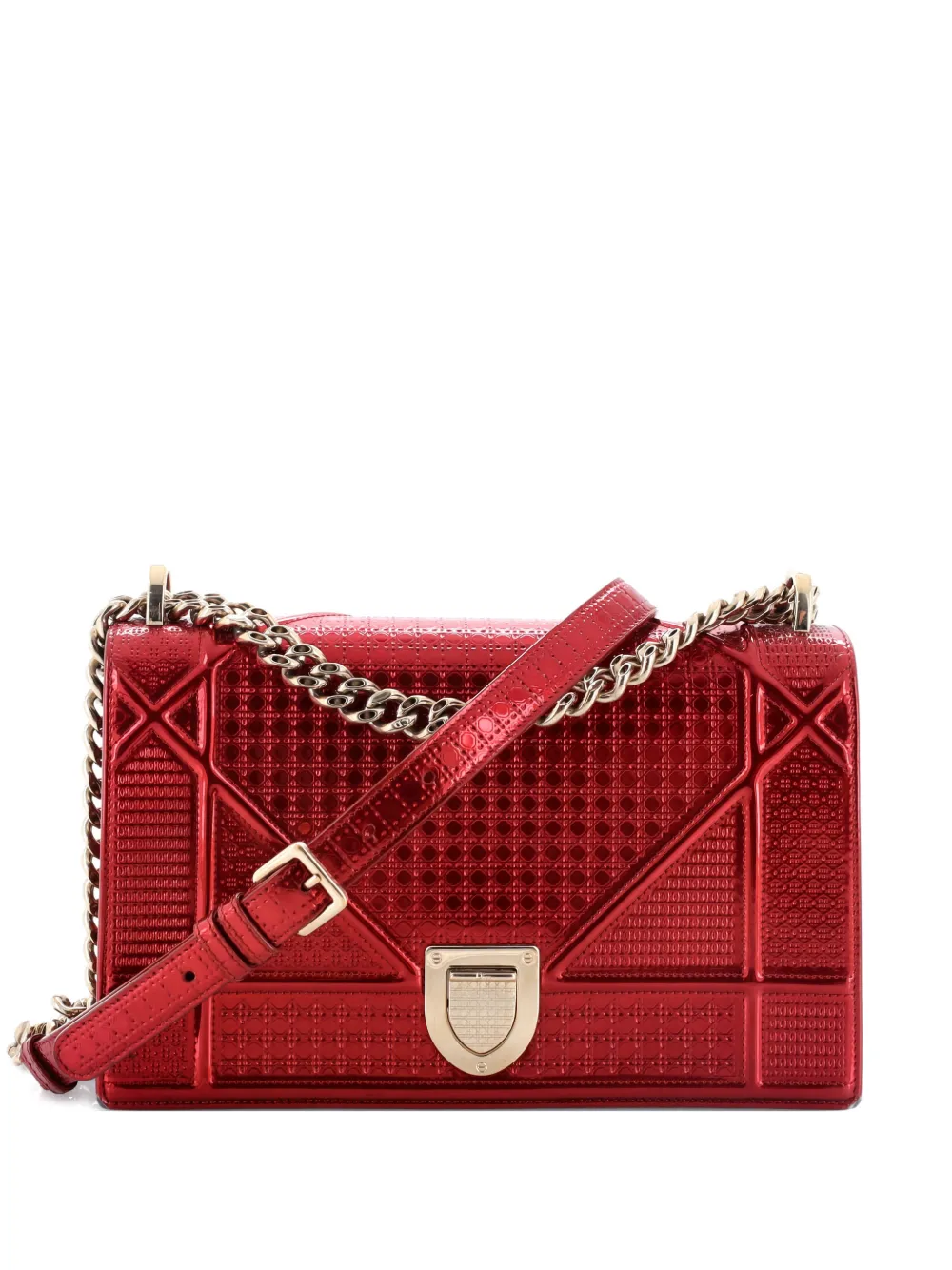 Christian Dior Pre-Owned Diorama Flap Bag Cannage Embossed Calfskin Medium shoulder bag - Rosso