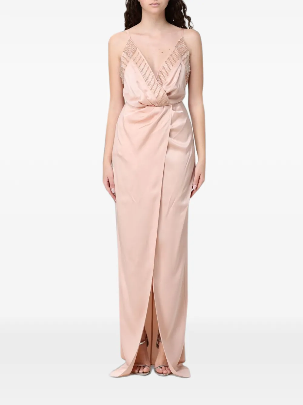 Elisabetta Franchi bead-embellished maxi dress - Nude