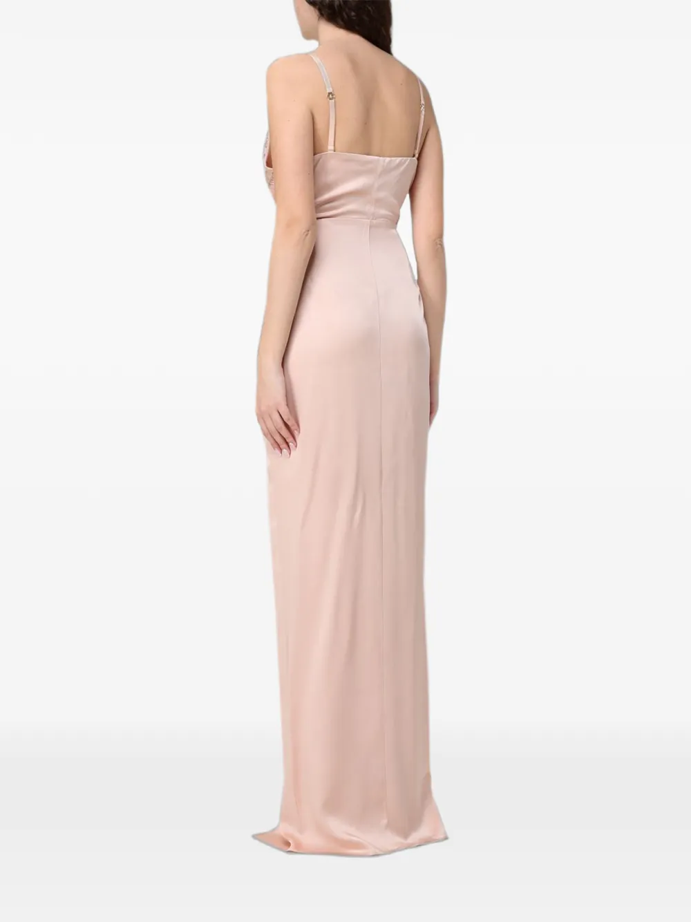 Elisabetta Franchi Maxi-jurk verfraaid met kralen Beige