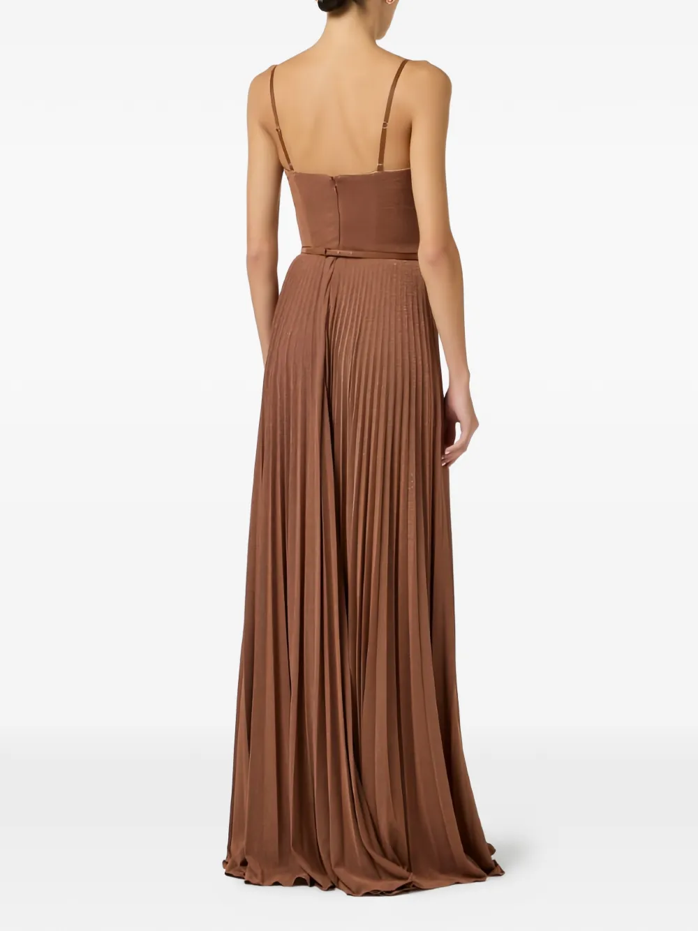Elisabetta Franchi sweetheart-neckline pleated gown - Bruin