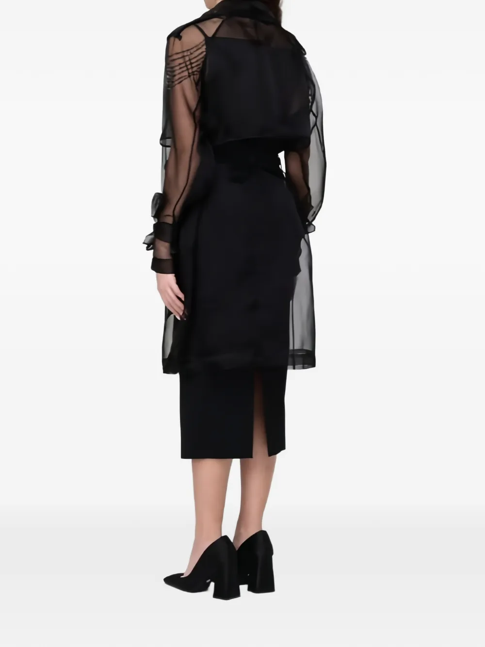  Pinko Sheer Trench Coat - Black 