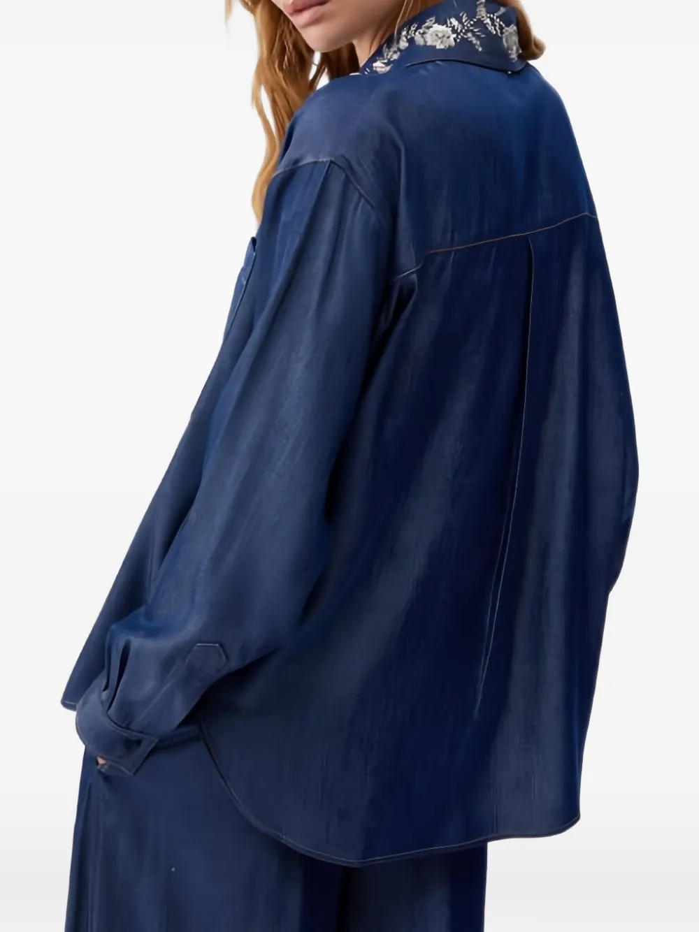  Liu Jo Detachable Collar Denim Shirt - Blue 