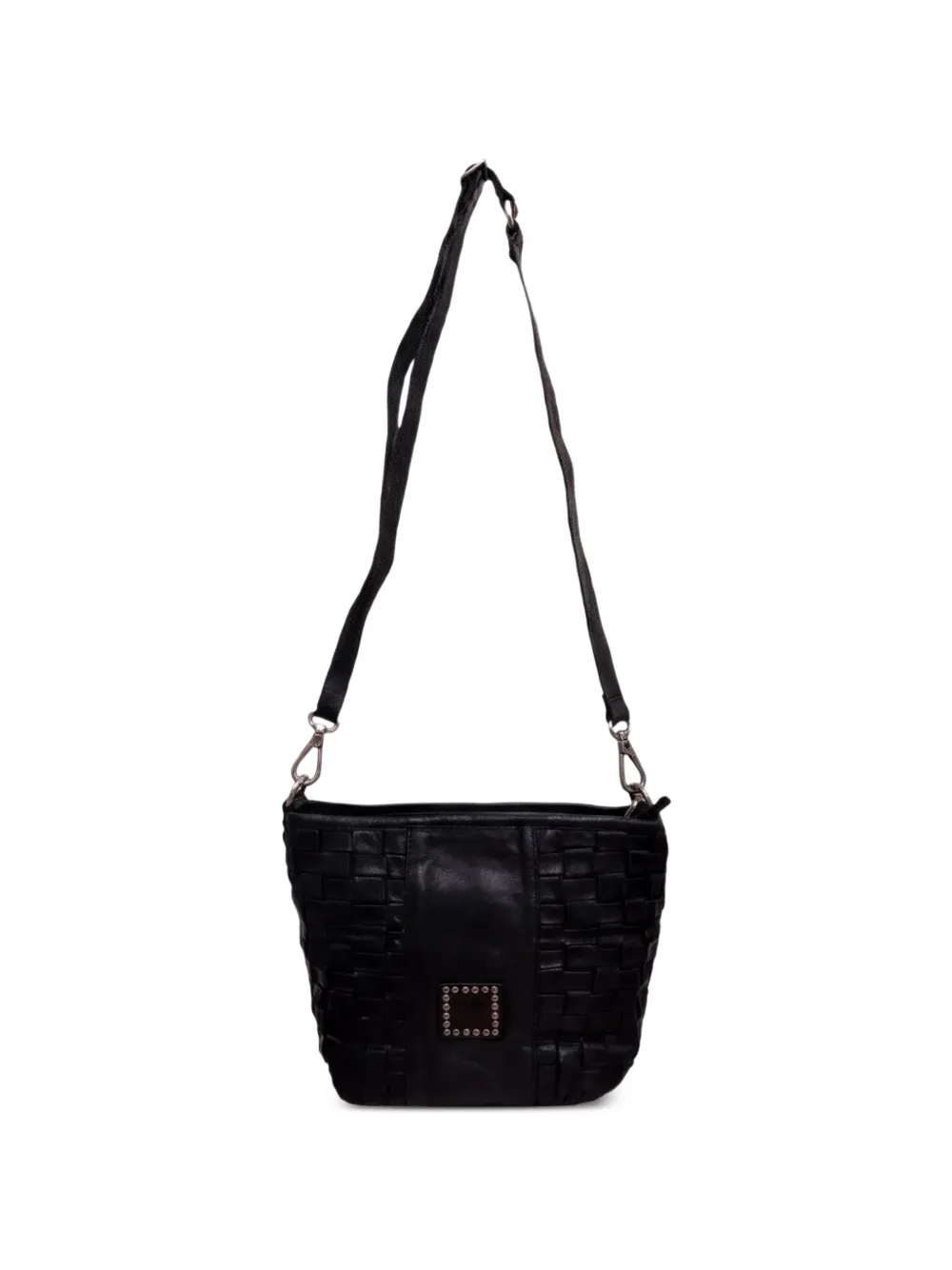 Campomaggi Beth woven-design studded shoulder bag - Nero