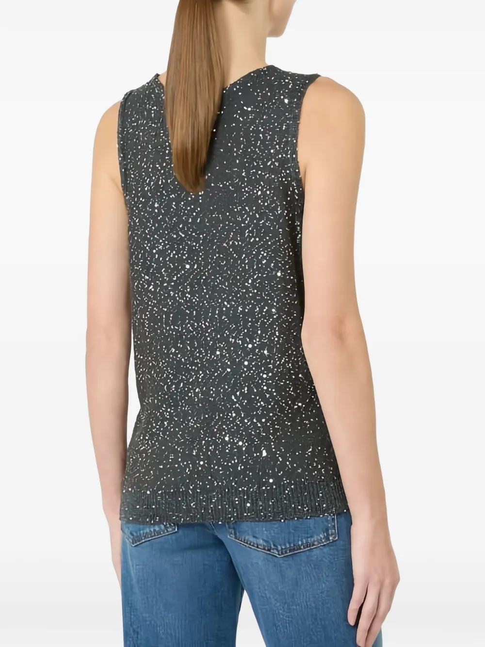  Weekend Max Mara Wkdtempo Sequin V-neck Top - Grey 