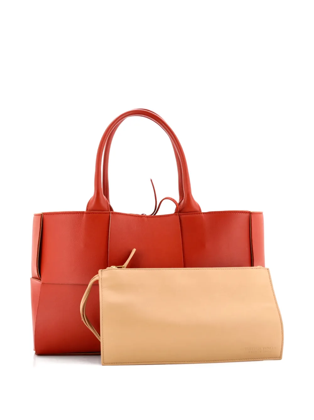 BOTTEGA VENETA Pre-owned Arco Maxi Intrecciato Leather Small Tote Bag In Orange