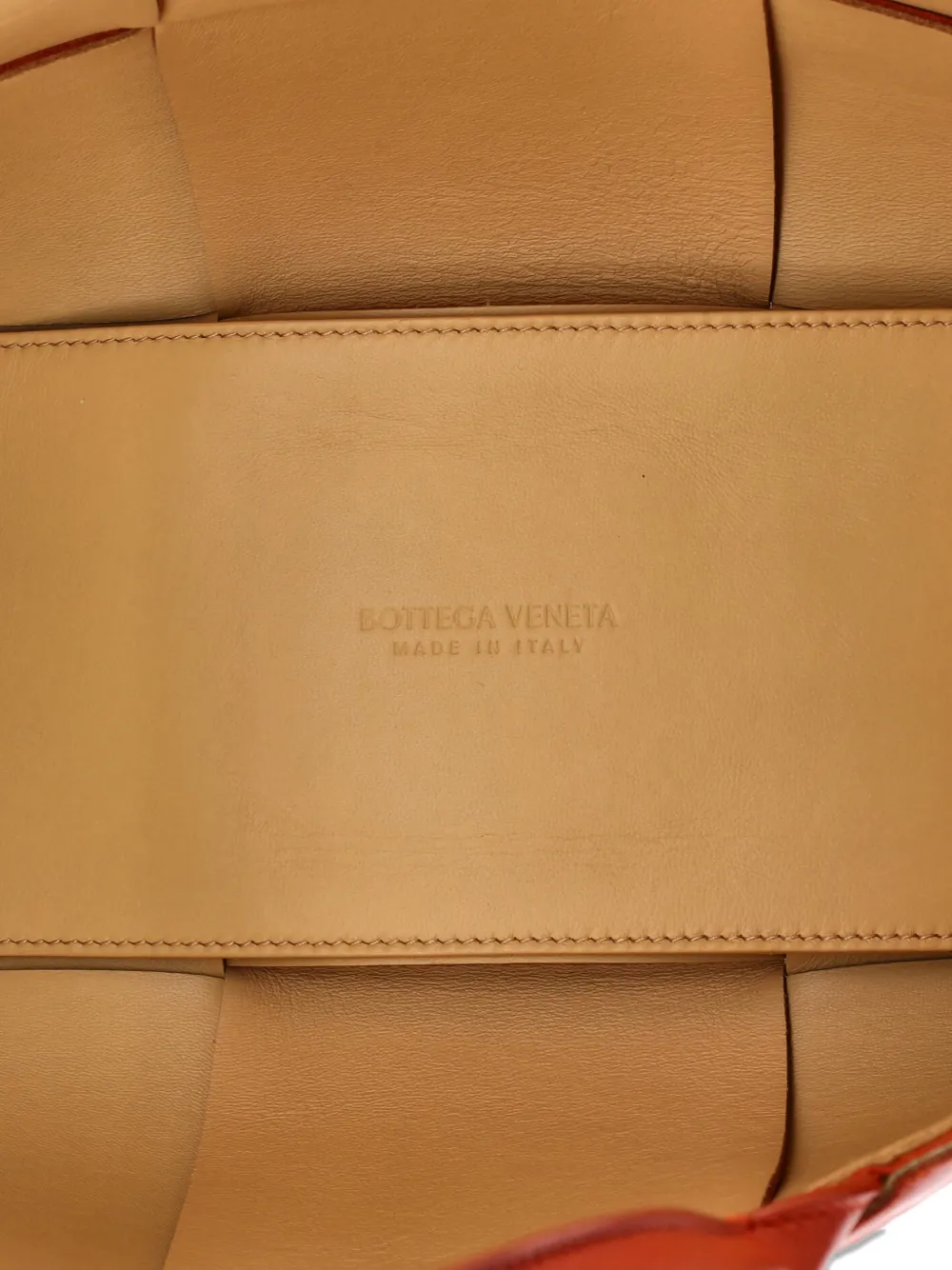 Pre-owned Bottega Veneta Arco Maxi Intrecciato Leather Small Tote Bag In Orange