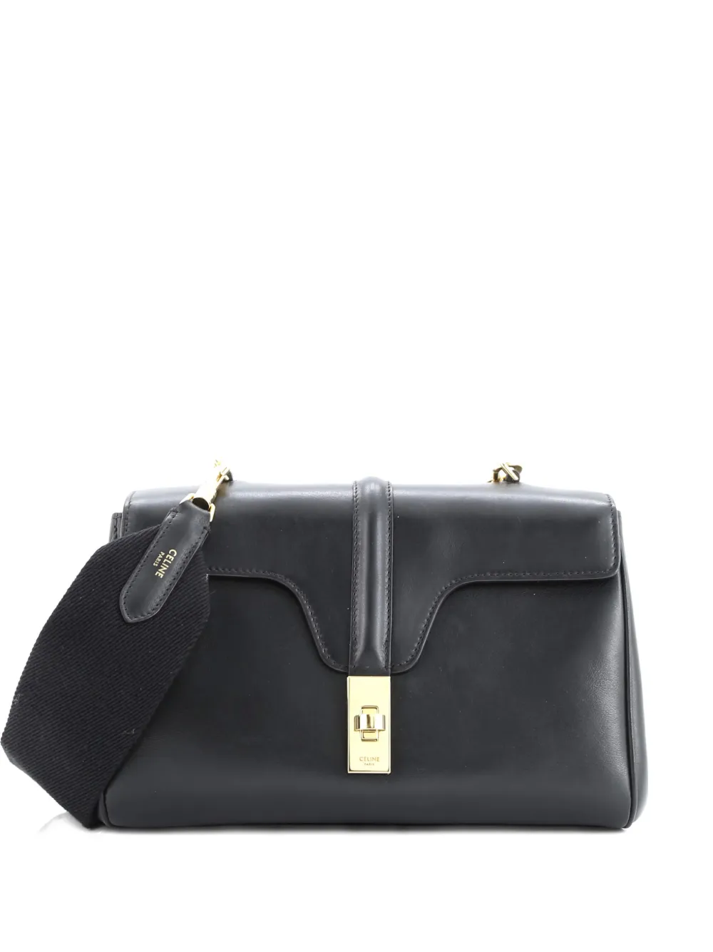 Pre-owned Celine Soft 16 Bag Smooth Calfskin Teen Shoulder Bag In Black