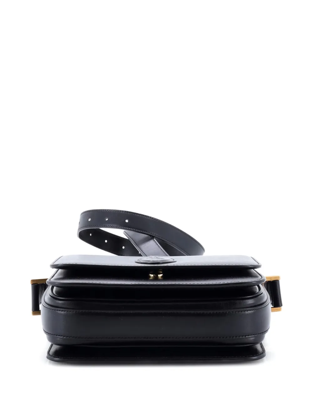 Pre-owned Saint Laurent Le 61 Saddle Bag Leather Small Crossbody Bag In Black