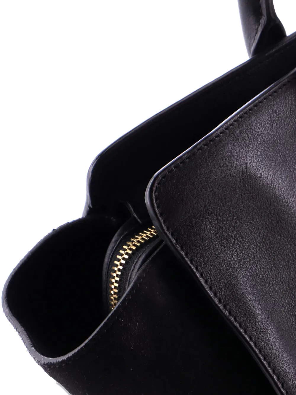 Pre-owned Saint Laurent Monogram Cabas Downtown Leather With Suede Small Tote Bag In Black