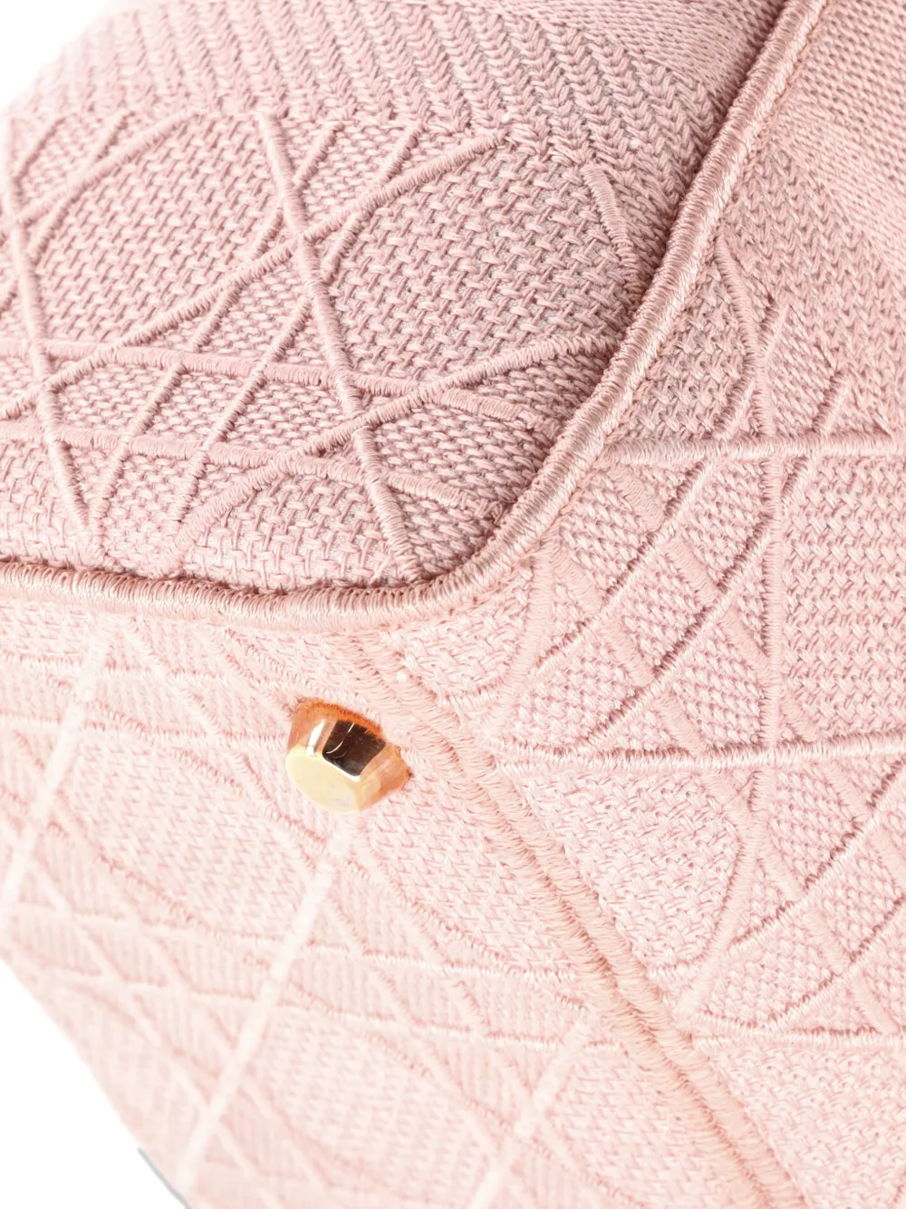 Pre-owned Dior Lady D-lite Bag Cannage Embroidered Canvas Medium Satchel In Pink