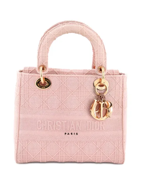 Christian Dior Pre-Owned Lady D-Lite Bag Cannage Embroidered Canvas Medium satchel